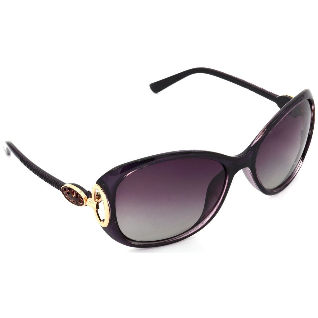 Hrinkar Pink Rectangular Stylish Goggles Violet Frame Polarized Sunglasses for Women - HRS439-PRPL-PNK - Sunglasses | Buy online on ZillyBuy