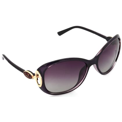 Hrinkar Pink Rectangular Stylish Goggles Violet Frame Polarized Sunglasses for Women - HRS439-PRPL-PNK