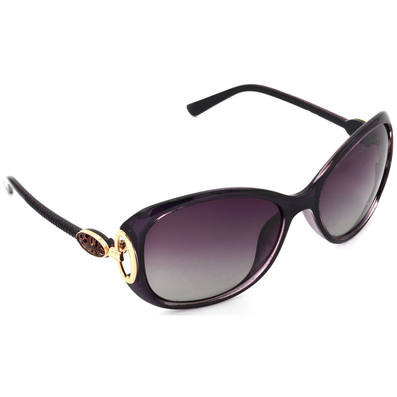 Hrinkar Pink Rectangular Stylish Goggles Violet Frame Polarized Sunglasses for Women - HRS439-PRPL-PNK