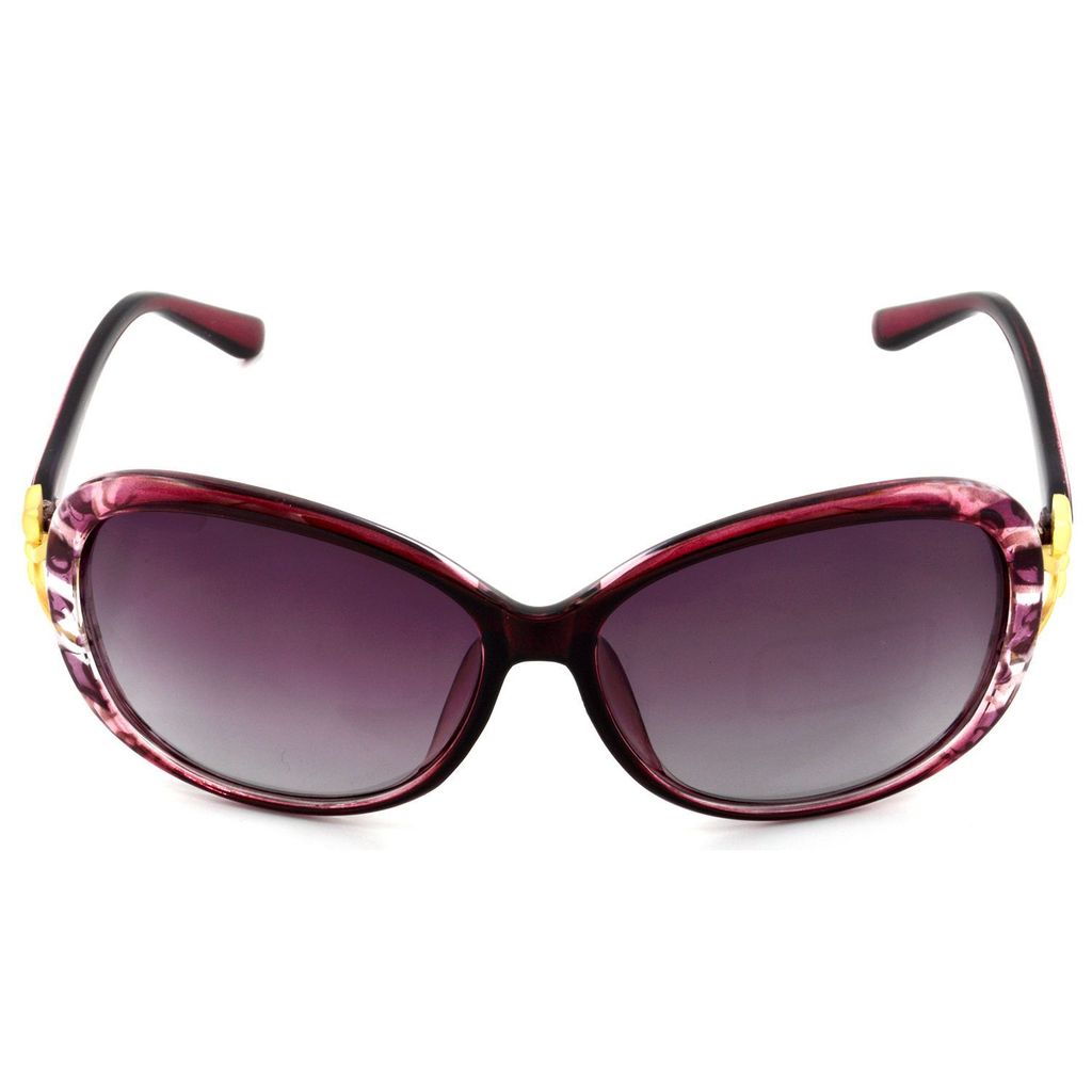 Hrinkar Pink Rectangular Cooling Glass Violet Frame Best Polarized Sunglasses for Women - HRS444-RDCLR-PNK