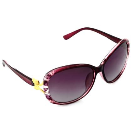 Hrinkar Pink Rectangular Cooling Glass Violet Frame Best Polarized Sunglasses for Women - HRS444-RDCLR-PNK