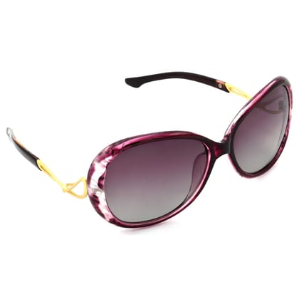 Hrinkar Pink Rectangular Stylish Goggles Violet Frame Polarized Sunglasses for Women - HRS442-PNK-PNK