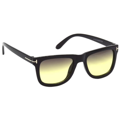Hrinkar Pink Rectangular Stylish Goggles Black Frame Sunglasses for Men & Women - HRS469-BK-YLW