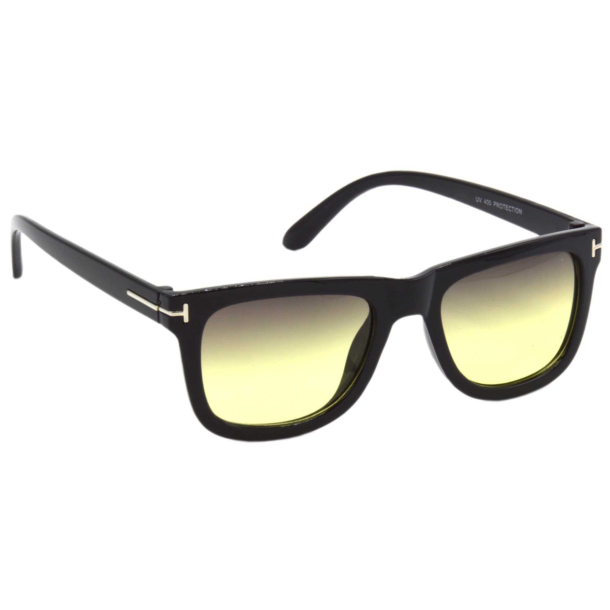 Hrinkar Pink Rectangular Stylish Goggles Black Frame Sunglasses for Men & Women - HRS469-BK-YLW