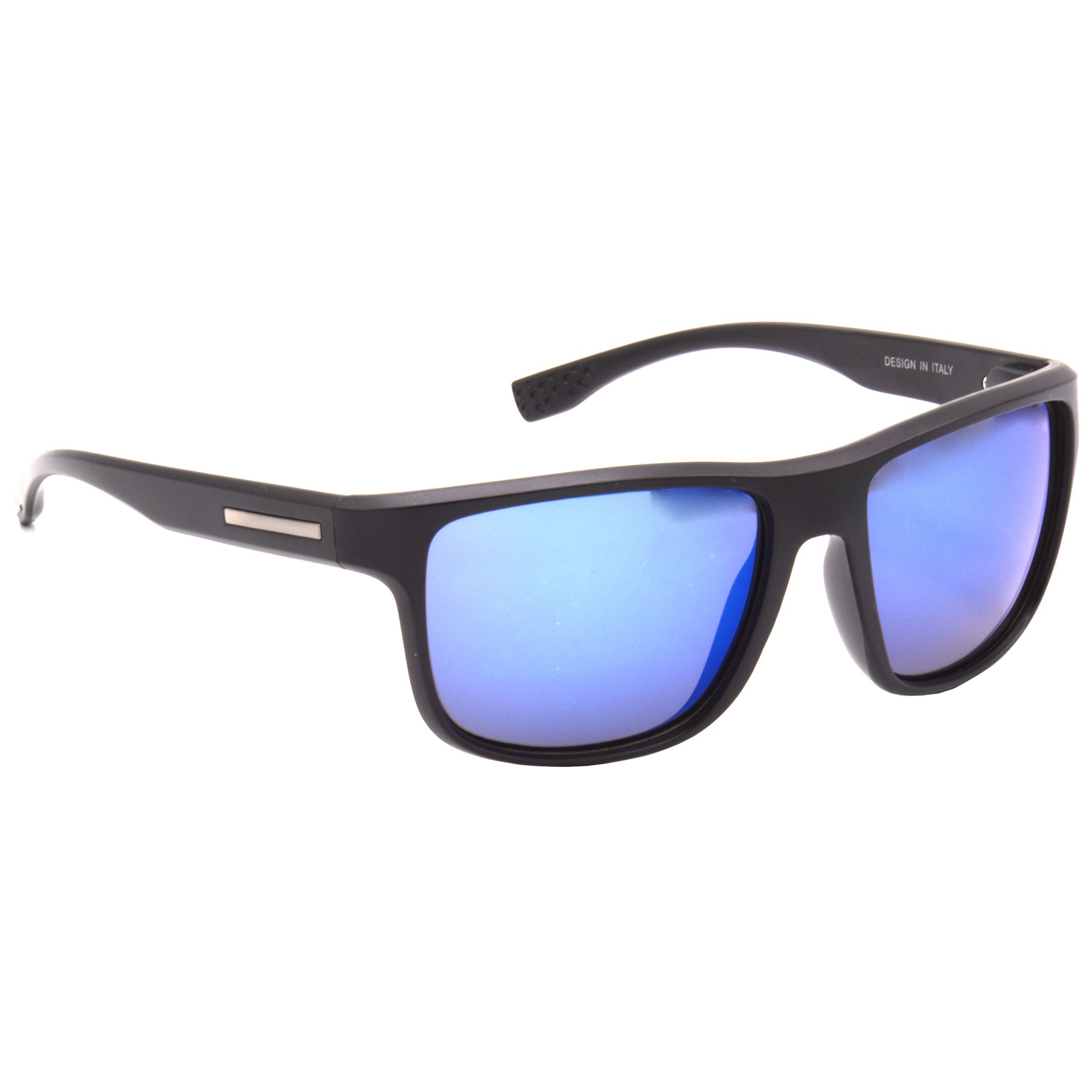 Hrinkar Blue Rectangular Cooling Glass Black Frame Best Sunglasses for Men & Women - HRS472-BK-BU-MCRY