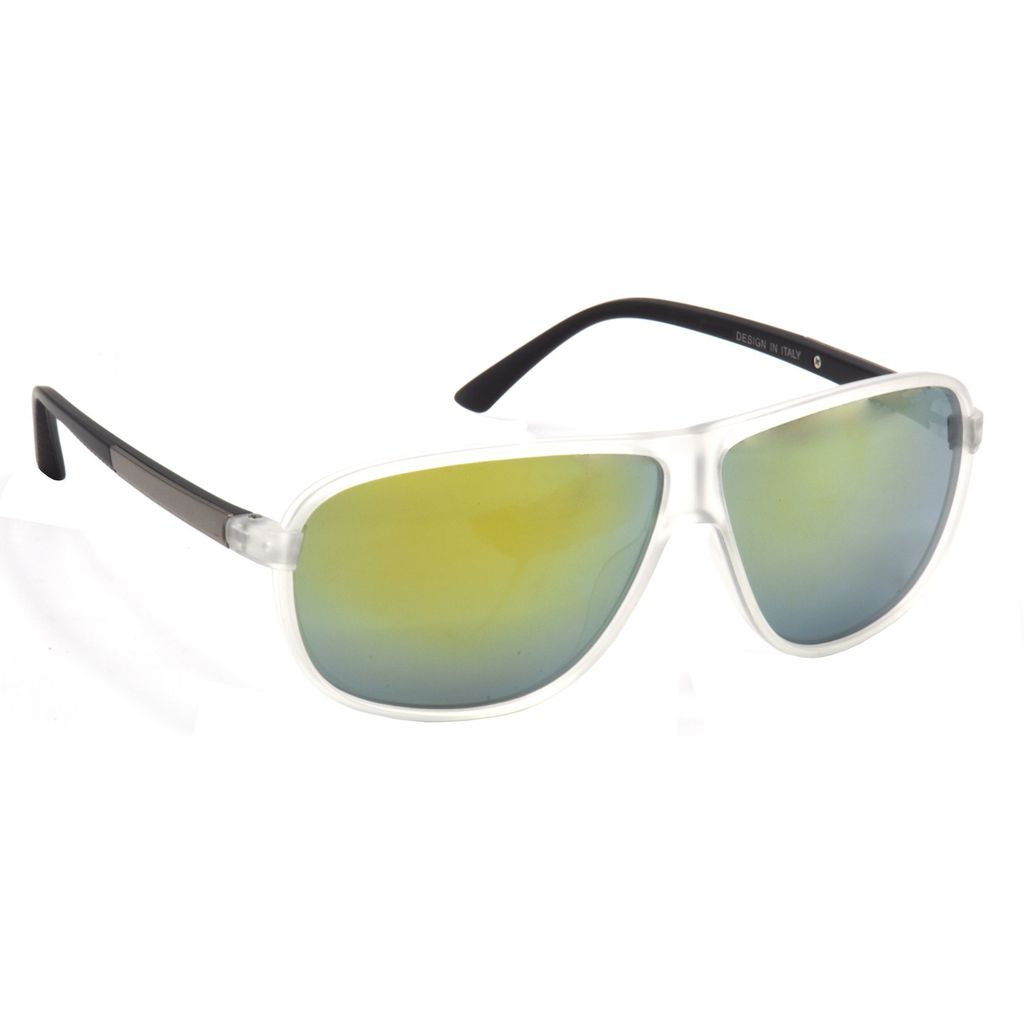 Hrinkar Multicolor Rectangular Stylish Goggles White Frame Sunglasses for Men & Women - HRS473-WT-GLD