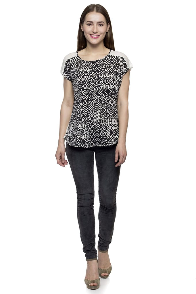 One femme Women's Black and White Print Top