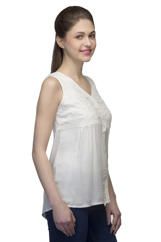 One femme Women's Embroidered Button Down Top/Blouse