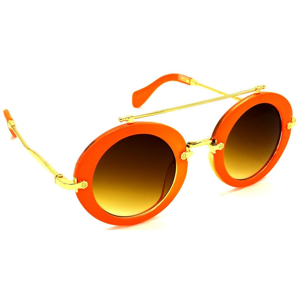 Hrinkar Brown Round Stylish Goggles Orange Frame Sunglasses for Men & Women - HRS315-ORNG - Sunglasses | Buy online on ZillyBuy