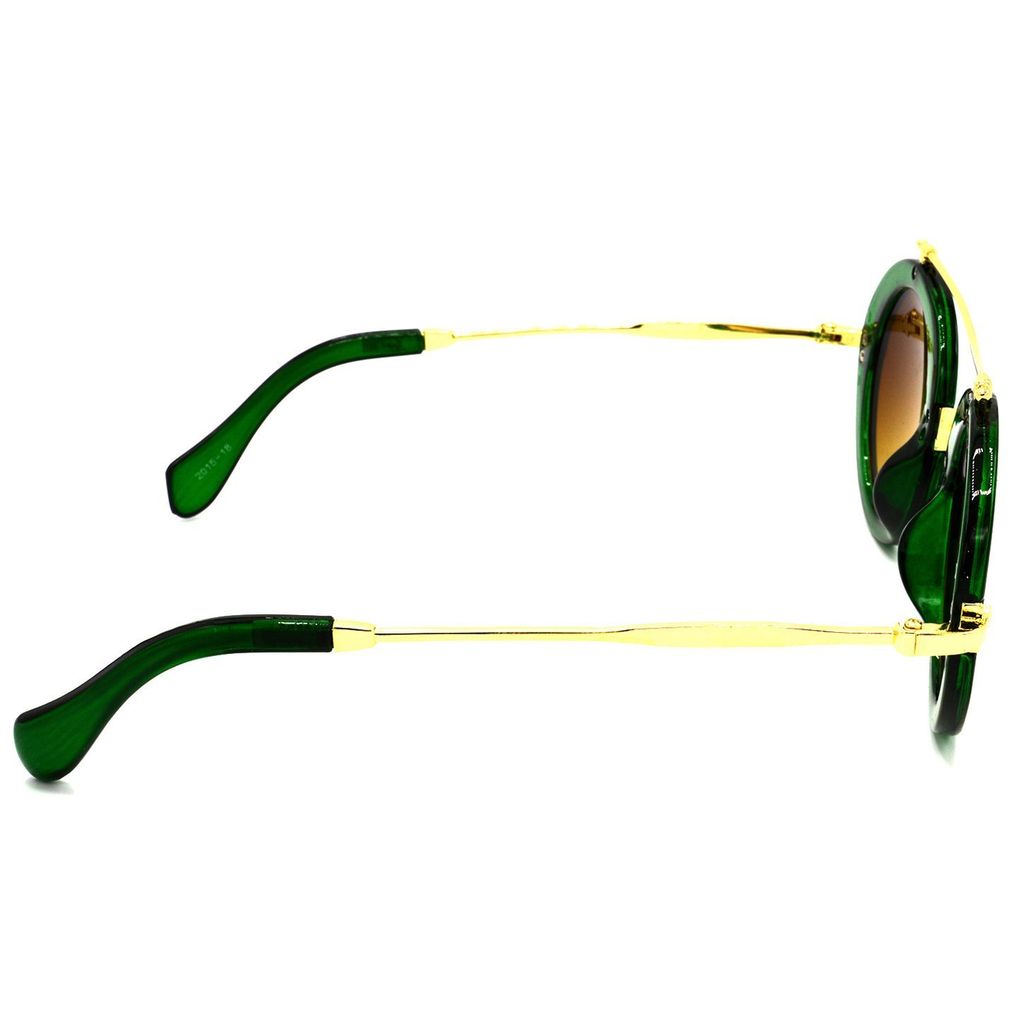 Hrinkar Brown Round Sunglasses Brands Green Frame Goggles for Men & Women - HRS315-GRN