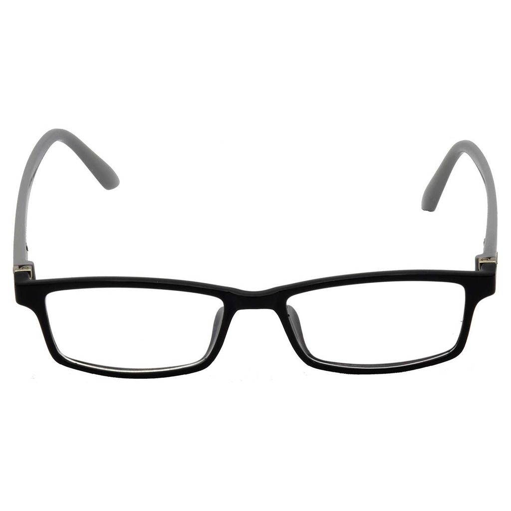 Hrinkar Trending Eyeglasses: Black and Grey Rectangle Optical Spectacle Frame For Men & Women |HFRM-BK-GRY-12
