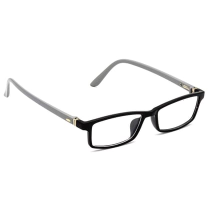 Hrinkar Trending Eyeglasses: Black and Grey Rectangle Optical Spectacle Frame For Men & Women |HFRM-BK-GRY-12