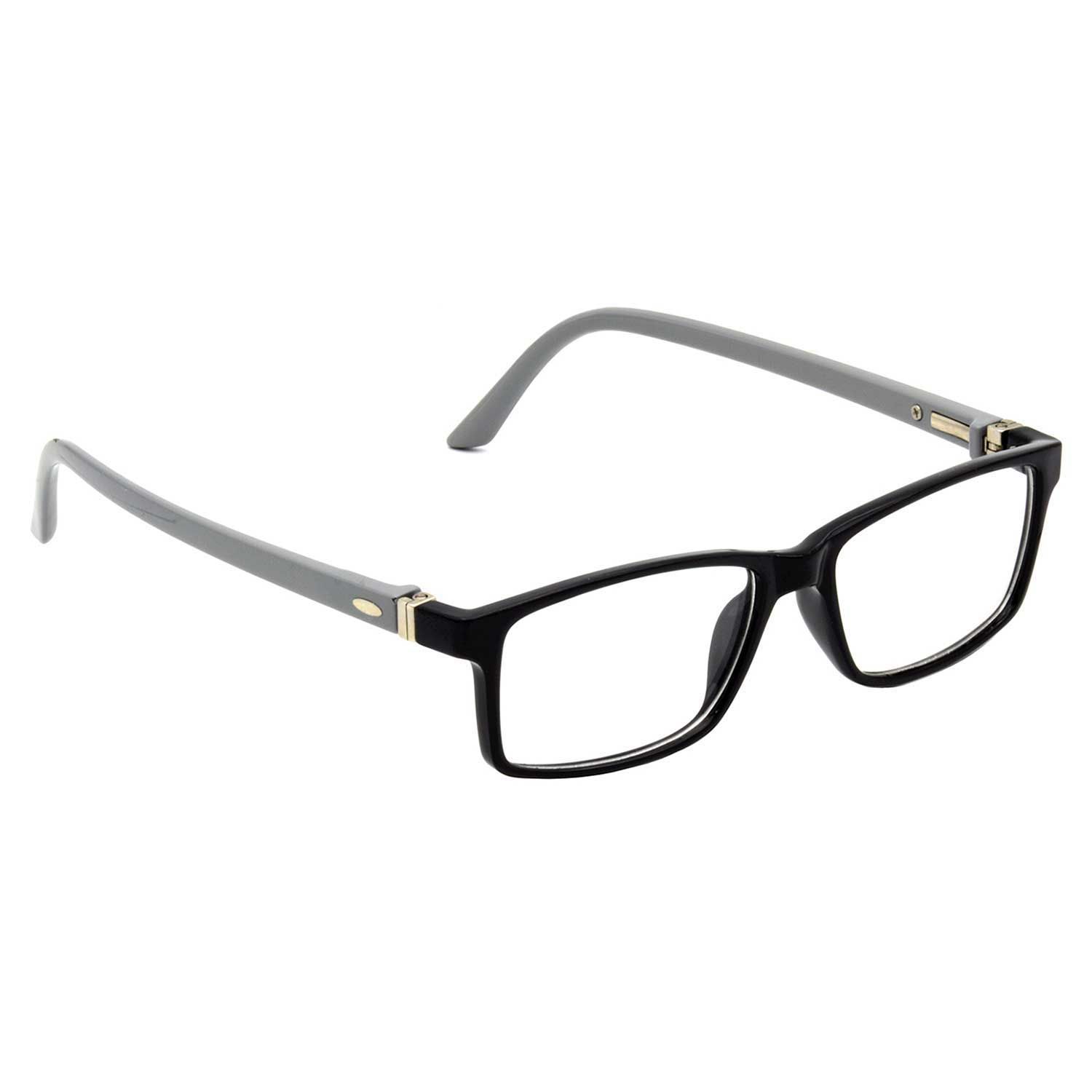 Hrinkar Trending Eyeglasses: Black and Grey Rectangle Optical Spectacle Frame For Kids Boy & Girl |HFRM-BK-GRY-17