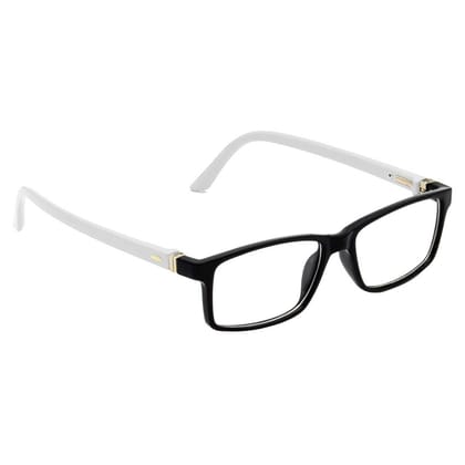 Hrinkar Trending Eyeglasses: White and Black Rectangle Optical Spectacle Frame For Kids Boy & Girl |HFRM-BK-WT-17