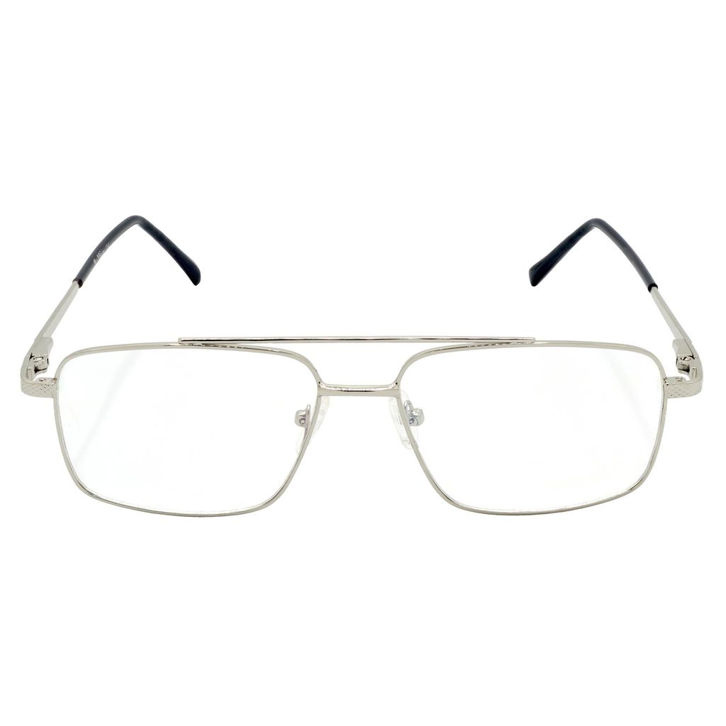 Hrinkar Trending Eyeglasses: Silver Rectangle Optical Spectacle Frame For Men & Women |HFRM-SLVR-19006