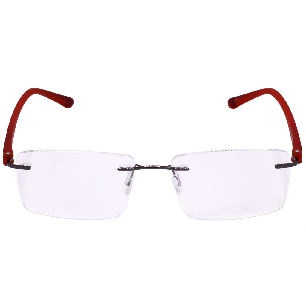 Hrinkar Trending Eyeglasses: Red and Grey Rectangle Optical Spectacle Frame For Men & Women |HFRM101-RD-GRY-GRY
