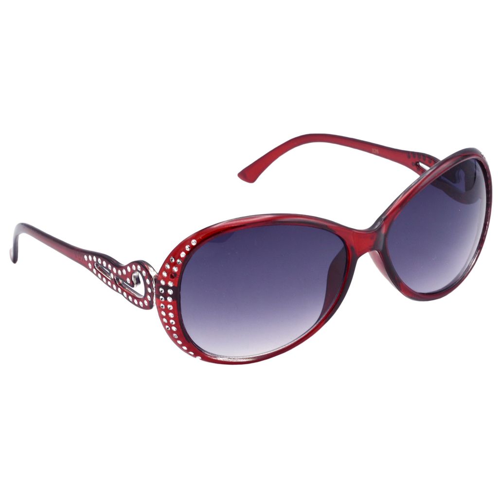 Hrinkar Grey, Clear Round Stylish Goggles Red Frame Sunglasses for Women - HRS326-RD-GRY - Sunglasses | Buy online on ZillyBuy
