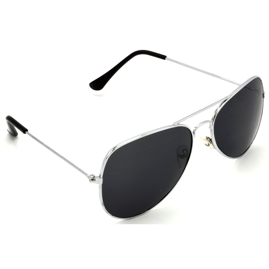 Hrinkar Black Pilot Sunglasses Brands Silver Frame Goggles for Men & Women - HRS34 - Sunglasses | Buy online on ZillyBuy