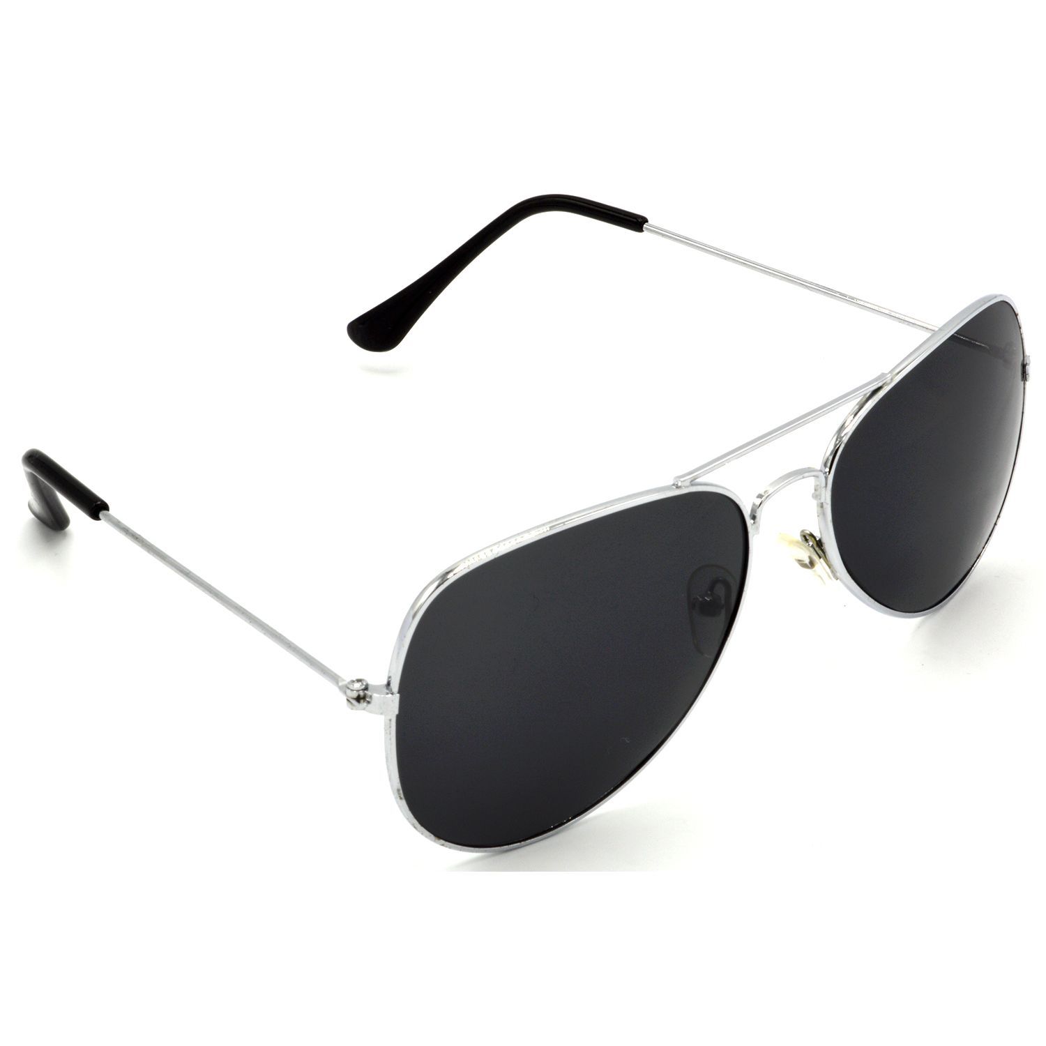Hrinkar Black Pilot Sunglasses Brands Silver Frame Goggles for Men & Women - HRS34