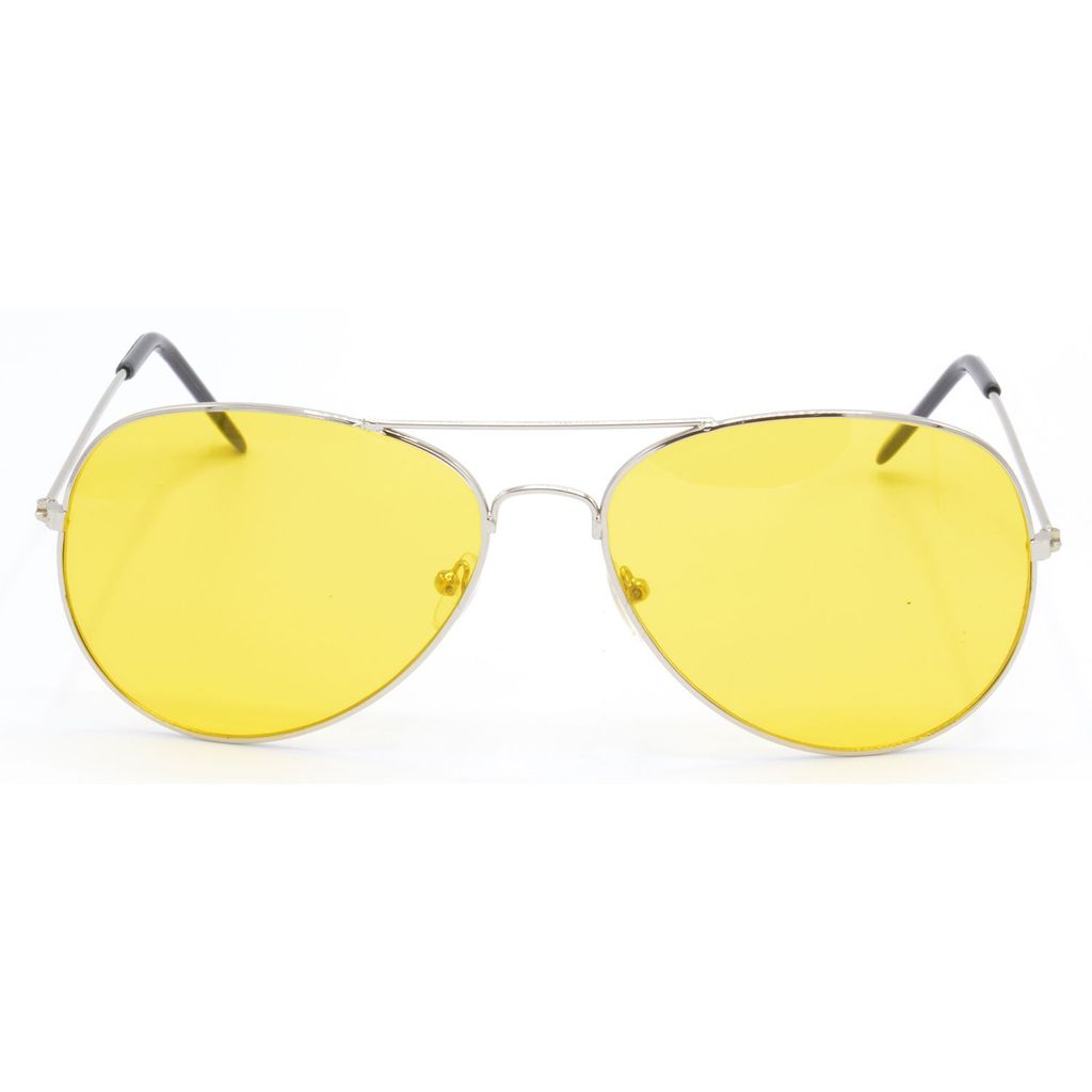 Hrinkar Yellow Pilot Sunglasses Brands Silver Frame Goggles for Men & Women - HRS39