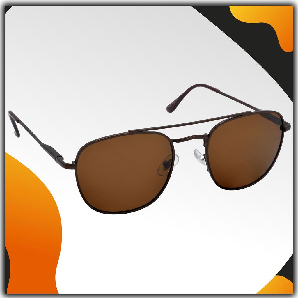 Stylish Round Full-Frame Metal Polarized Sunglasses for Men and Women | Brown Lens and Brown Frame | HRS-KC1020-BWN-BWN-P - Sunglasses | Buy online on ZillyBuy