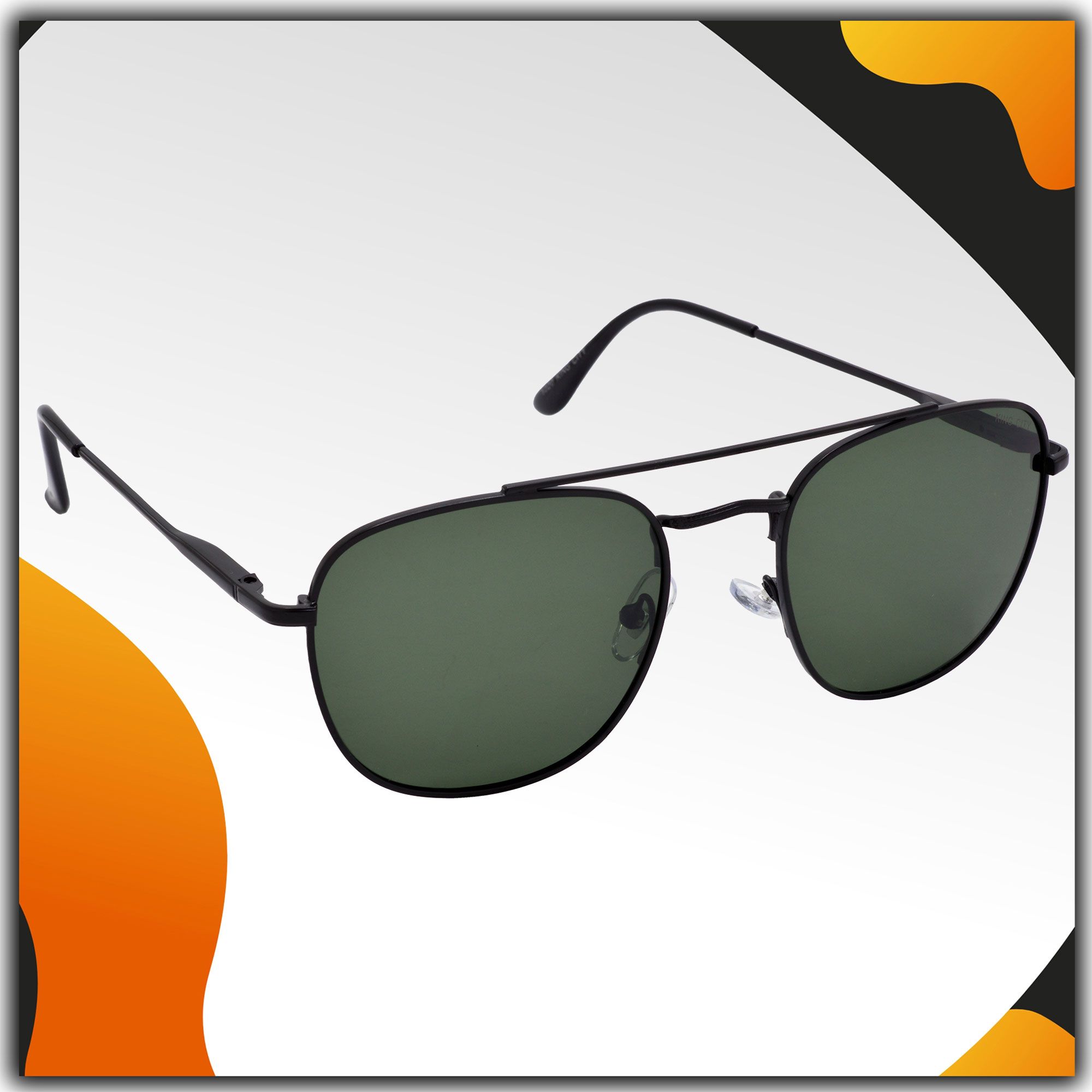 Stylish Round Full-Frame Metal Polarized Sunglasses for Men and Women | Green Lens and Black Frame | HRS-KC1020-BK-GRN-P