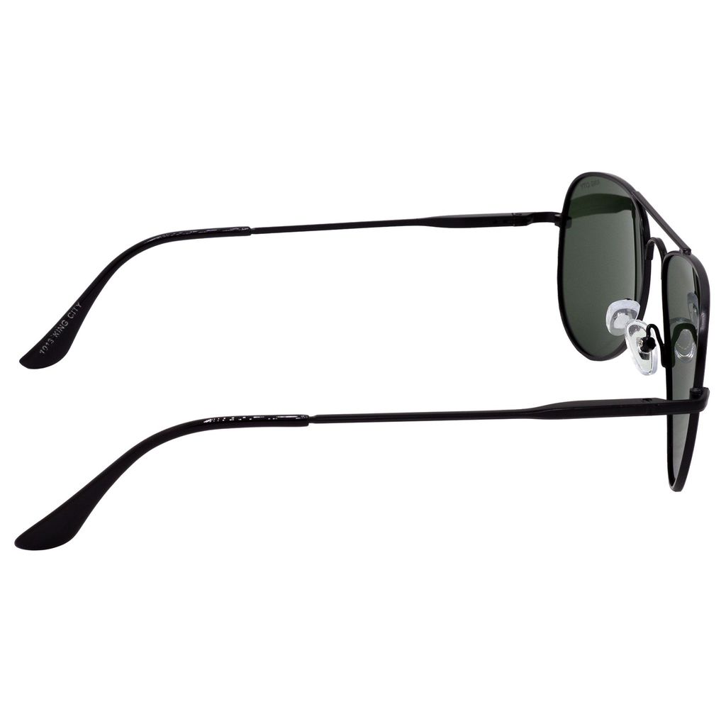 Stylish Pilot Full-Frame Metal Polarized Sunglasses for Men and Women | Green Lens and Black Frame | HRS-KC1019-BK-GRN-P