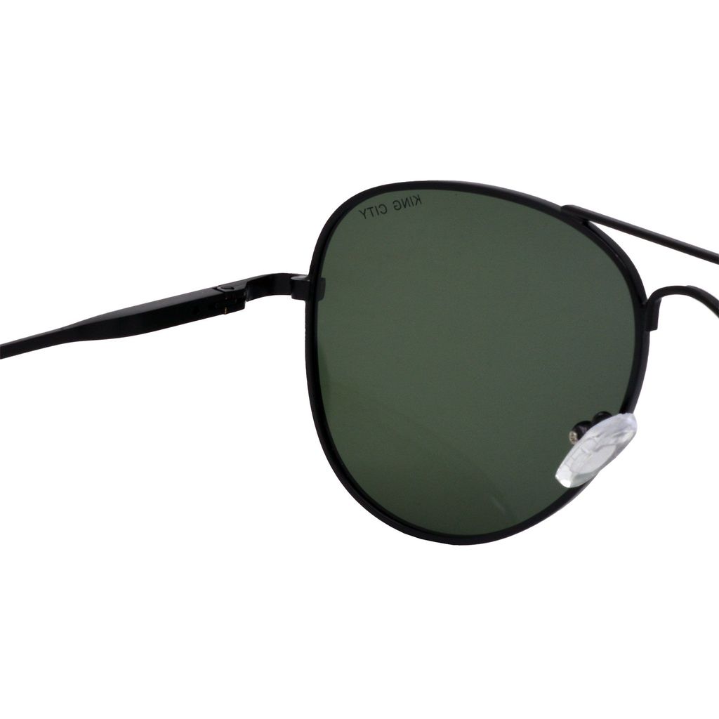 Stylish Pilot Full-Frame Metal Polarized Sunglasses for Men and Women | Green Lens and Black Frame | HRS-KC1019-BK-GRN-P