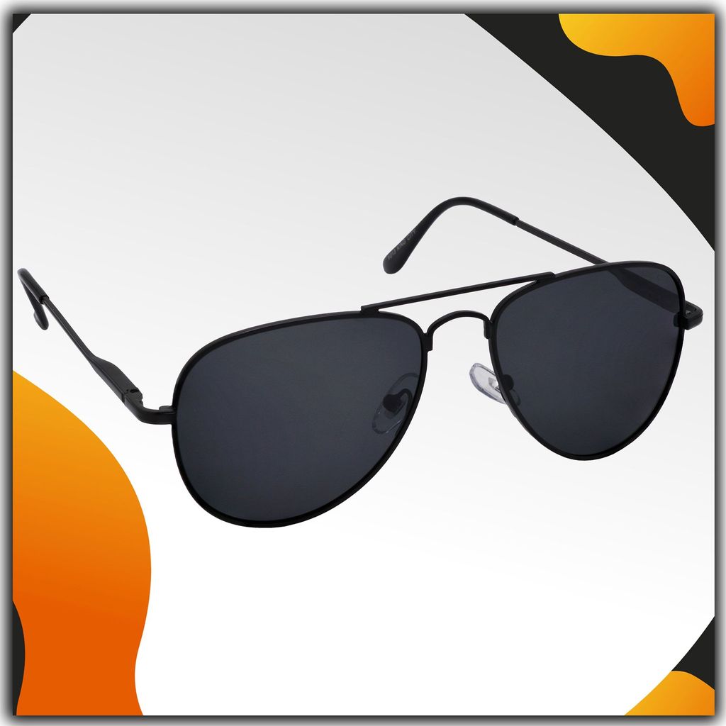 Stylish Pilot Full-Frame Metal Polarized Sunglasses for Men and Women | Black Lens and Black Frame | HRS-KC1019-BK-BK-P - Sunglasses | Buy online on ZillyBuy