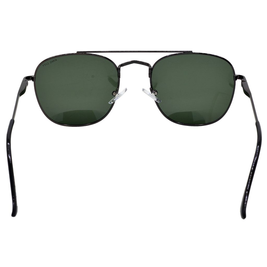 Stylish Round Full-Frame Metal Polarized Sunglasses for Men and Women | Green Lens and Grey Frame | HRS-KC1020-GRY-GRN-P