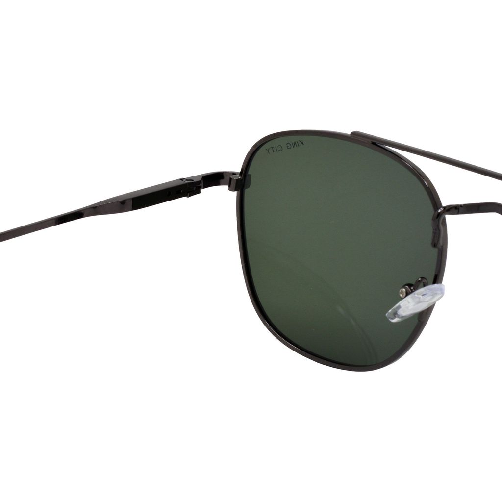 Stylish Round Full-Frame Metal Polarized Sunglasses for Men and Women | Green Lens and Grey Frame | HRS-KC1020-GRY-GRN-P