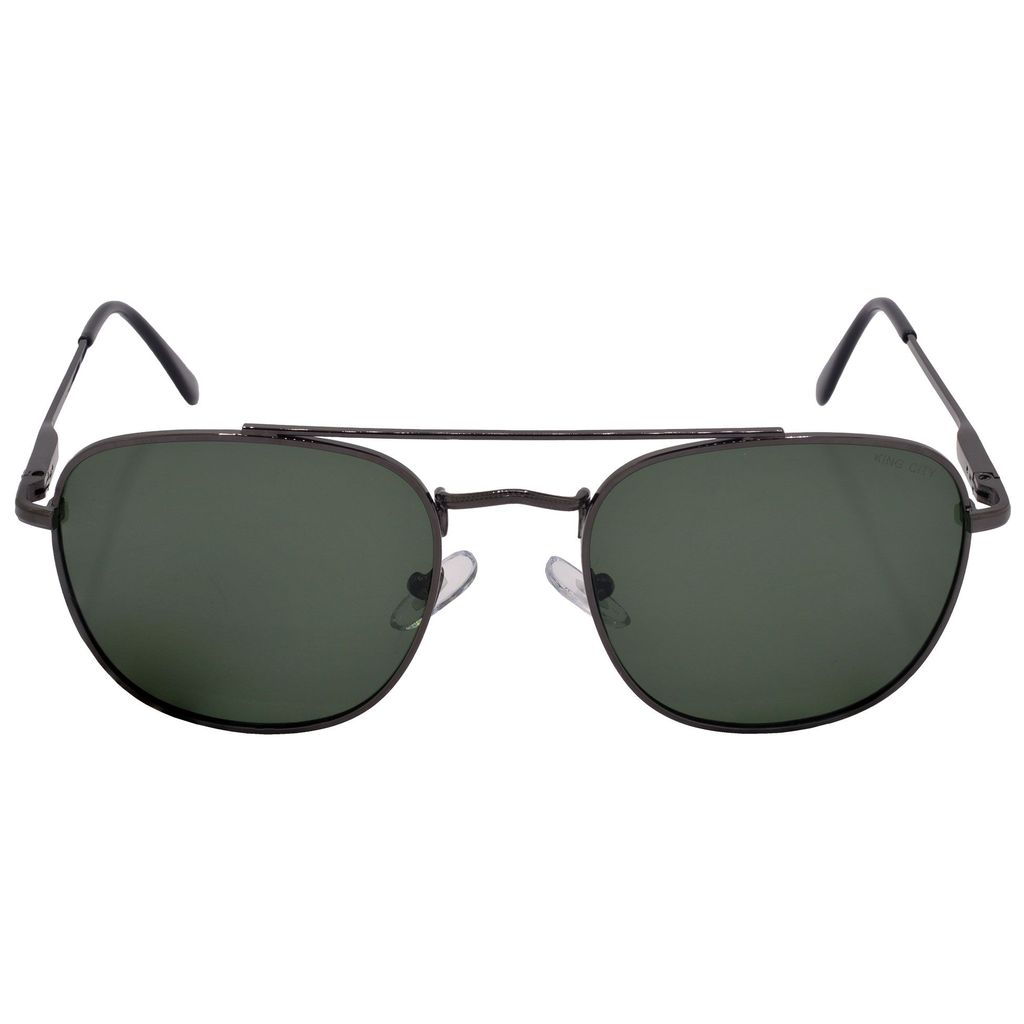 Stylish Round Full-Frame Metal Polarized Sunglasses for Men and Women | Green Lens and Grey Frame | HRS-KC1020-GRY-GRN-P