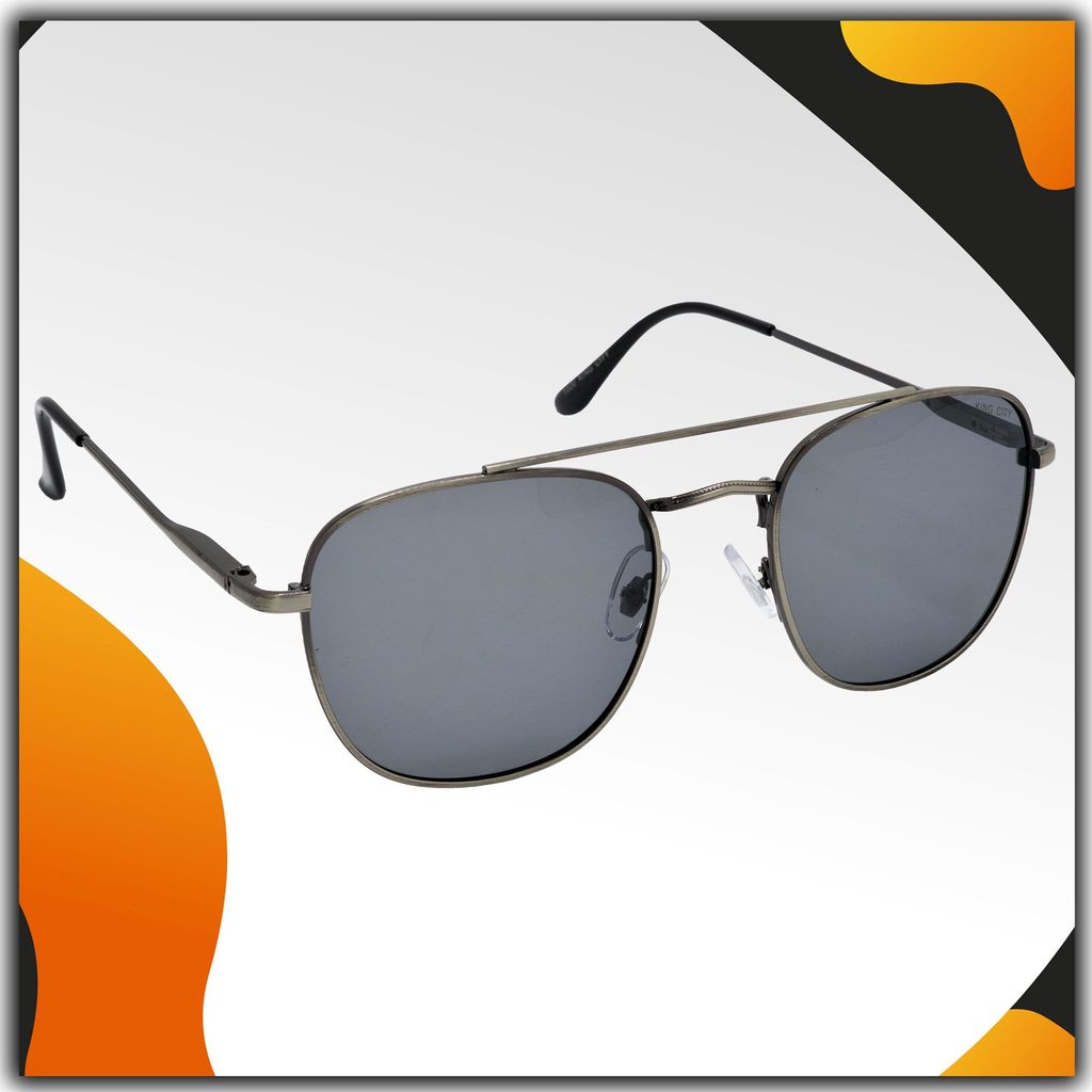 Stylish Round Full-Frame Metal Polarized Sunglasses for Men and Women | Black Lens and Steel Grey Frame | HRS-KC1020-LGRY-BK-P - Sunglasses | Buy online on ZillyBuy