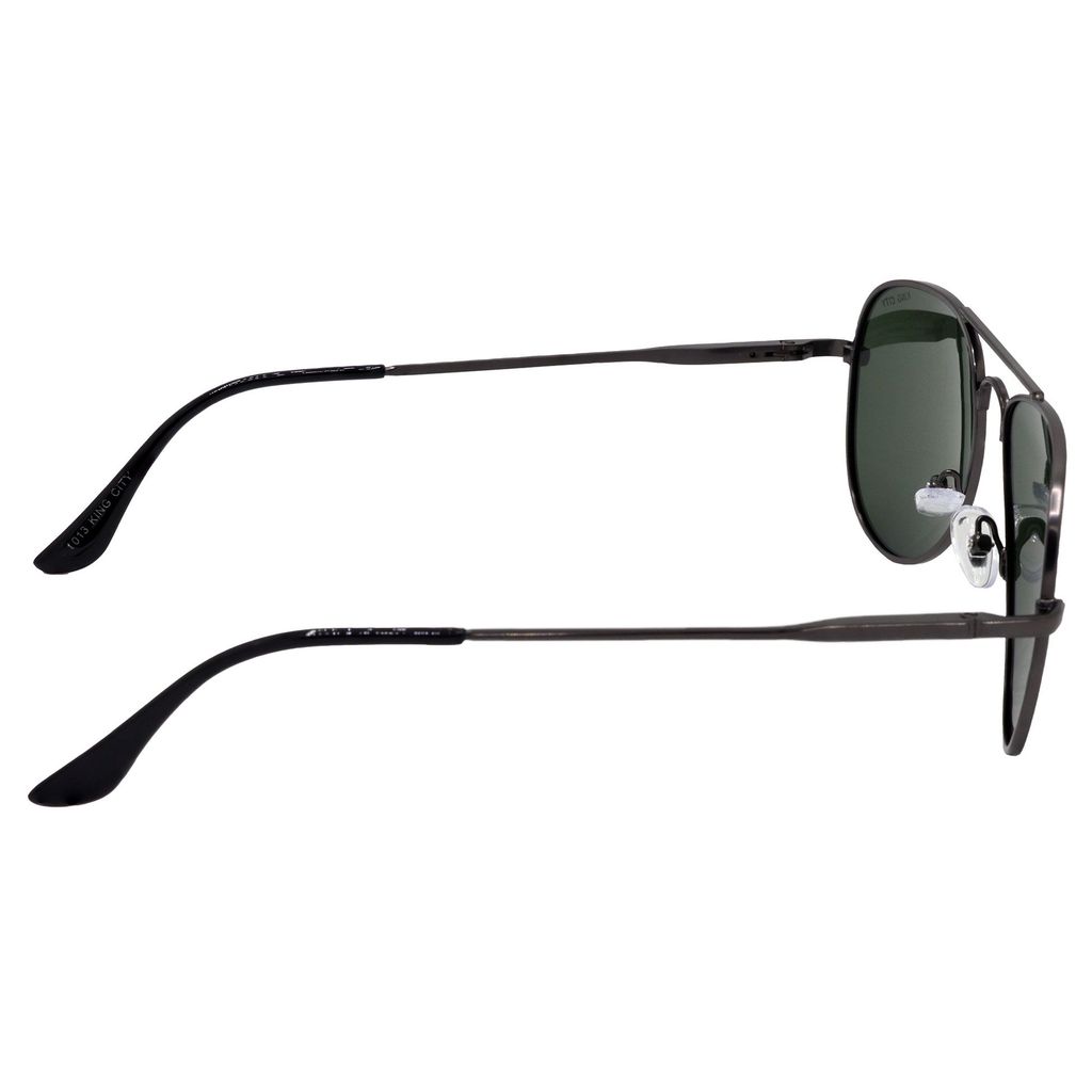 Stylish Pilot Full-Frame Metal Polarized Sunglasses for Men and Women | Green Lens and Grey Frame | HRS-KC1019-GRY-GRN-P