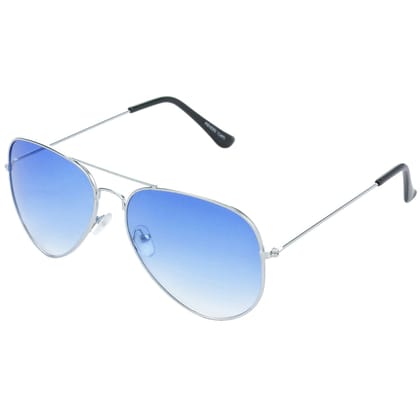 Hrinkar Blue Pilot Cooling Glass Silver Frame Best Sunglasses for Men & Women - HRS02