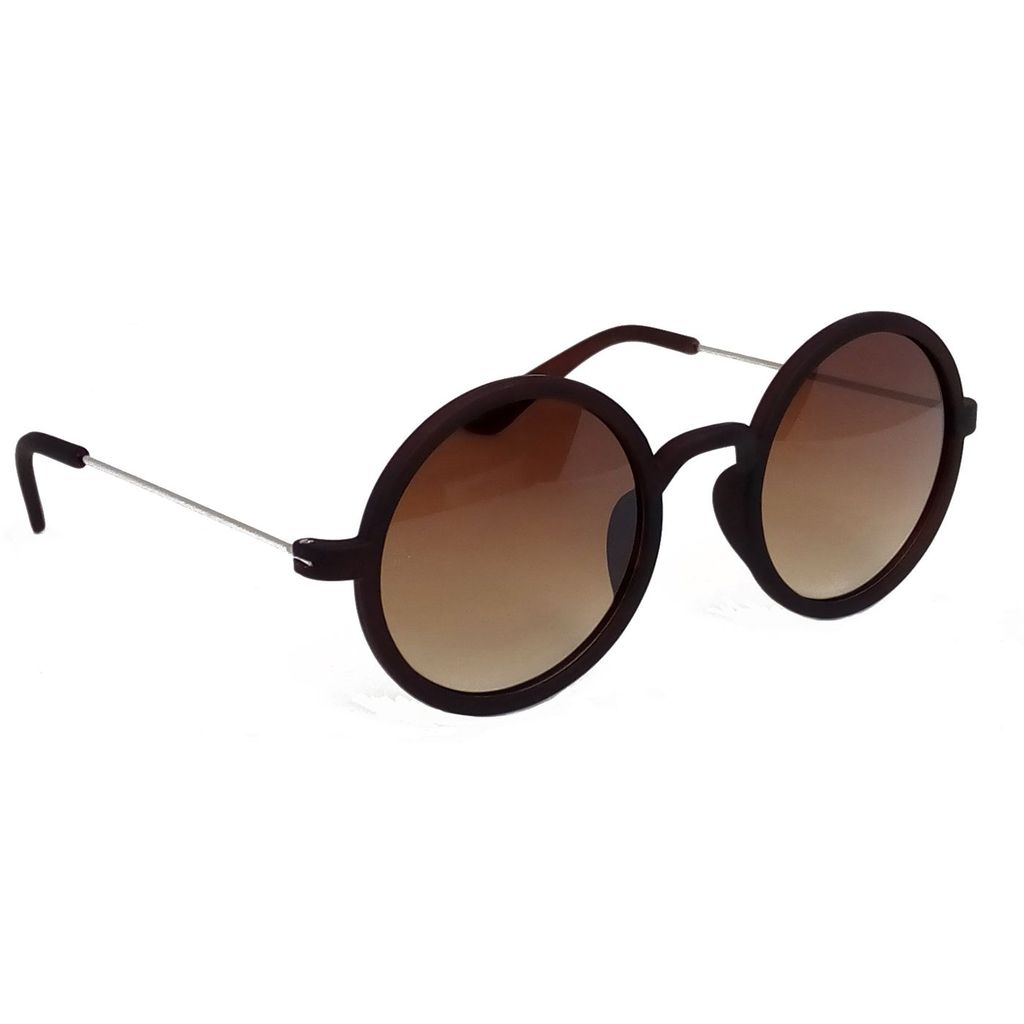 Hrinkar Brown Round Stylish Goggles Silver Frame Sunglasses for Men & Women - HRS242 - Sunglasses | Buy online on ZillyBuy