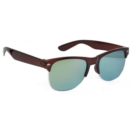 Hrinkar Golden Rectangular Stylish Goggles Brown Frame Sunglasses for Men & Women - HRS256