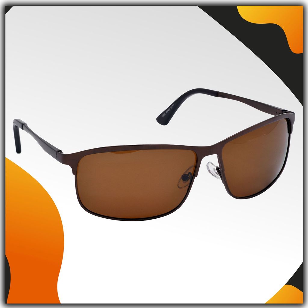 Stylish Wrap-around Full-Frame Metal Polarized Sunglasses for Men and Women | Brown Lens and Brown Frame | HRS-KC1002-BWN-BWN-P - Sunglasses | Buy online on ZillyBuy