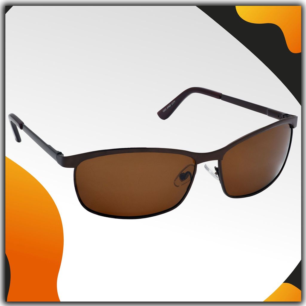 Stylish Wrap-around Full-Frame Metal Polarized Sunglasses for Men and Women | Brown Lens and Brown Frame | HRS-KC1003-BWN-BWN-P