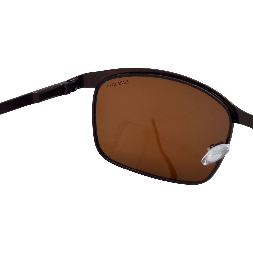 Stylish Wrap-around Full-Frame Metal Polarized Sunglasses for Men and Women | Brown Lens and Brown Frame | HRS-KC1003-BWN-BWN-P