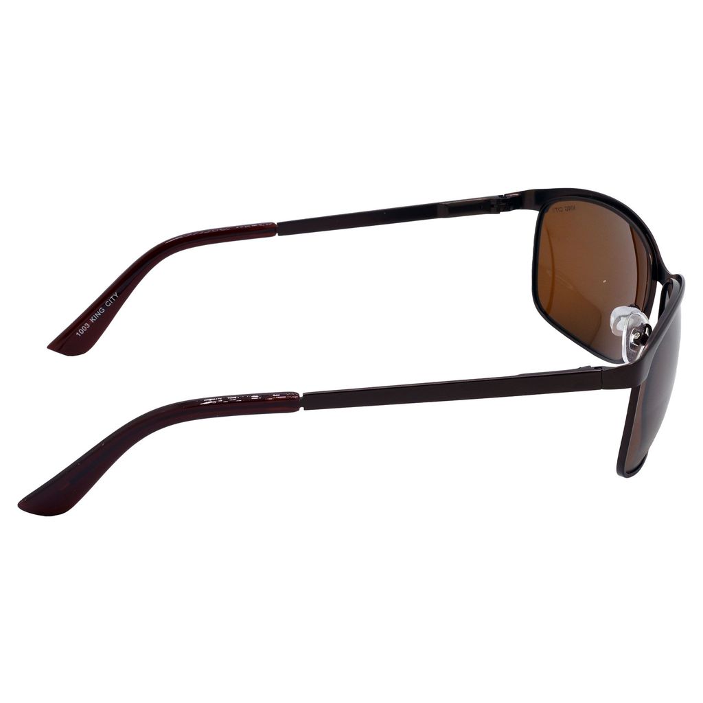 Stylish Wrap-around Full-Frame Metal Polarized Sunglasses for Men and Women | Brown Lens and Brown Frame | HRS-KC1003-BWN-BWN-P