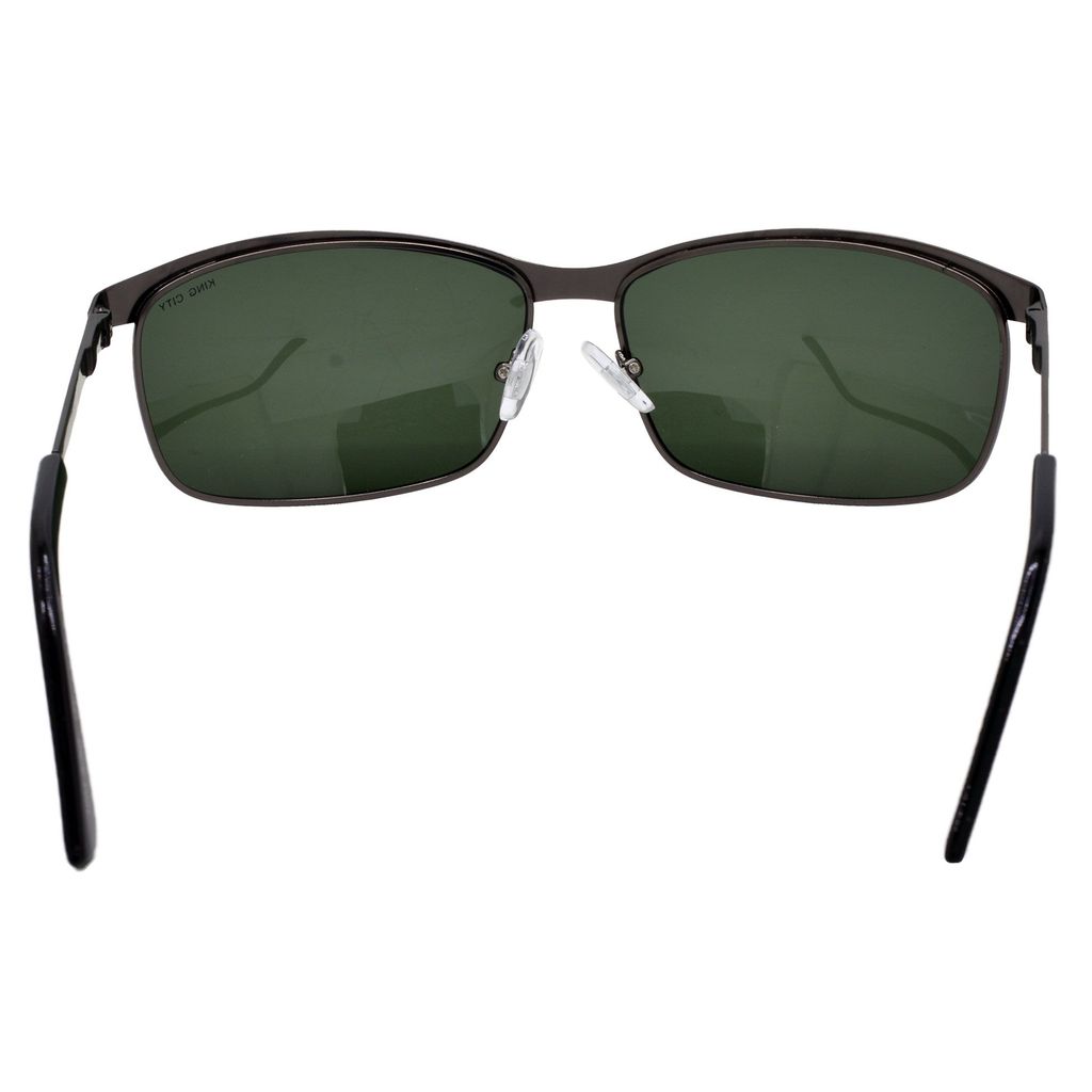 Stylish Wrap-around Full-Frame Metal Polarized Sunglasses for Men and Women | Green Lens and Grey Frame | HRS-KC1003-GRY-GRN-P