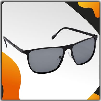 Stylish Pilot Full-Frame Metal Polarized Sunglasses for Men and Women | Black Lens and Black Frame | HRS-KC1005-BK-BK-P