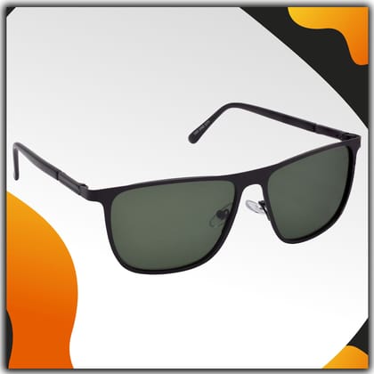 Stylish Pilot Full-Frame Metal Polarized Sunglasses for Men and Women | Green Lens and Black Frame | HRS-KC1005-BK-GRN-P