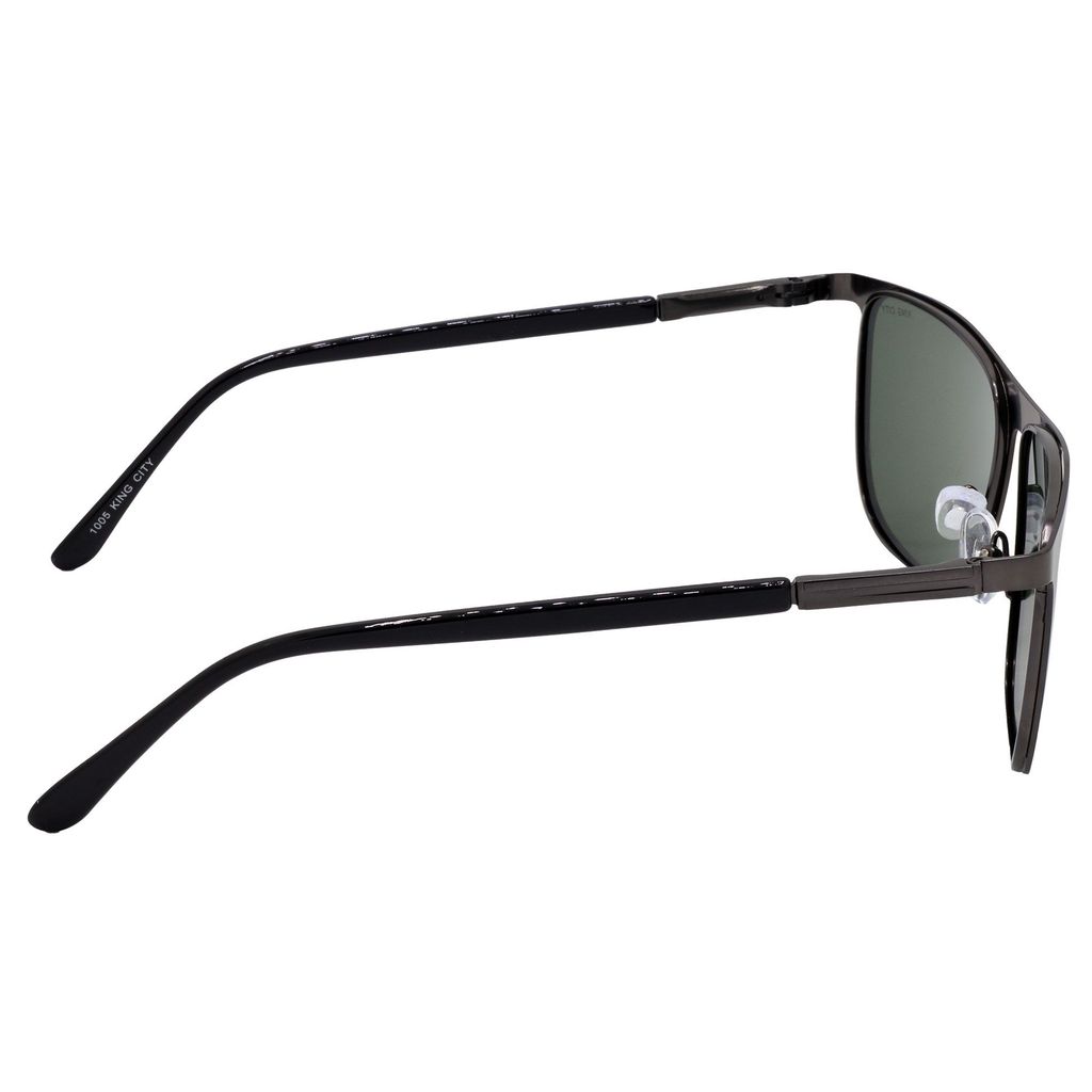 Stylish Pilot Full-Frame Metal Polarized Sunglasses for Men and Women | Green Lens and Grey Frame | HRS-KC1005-GRY-GRN-P