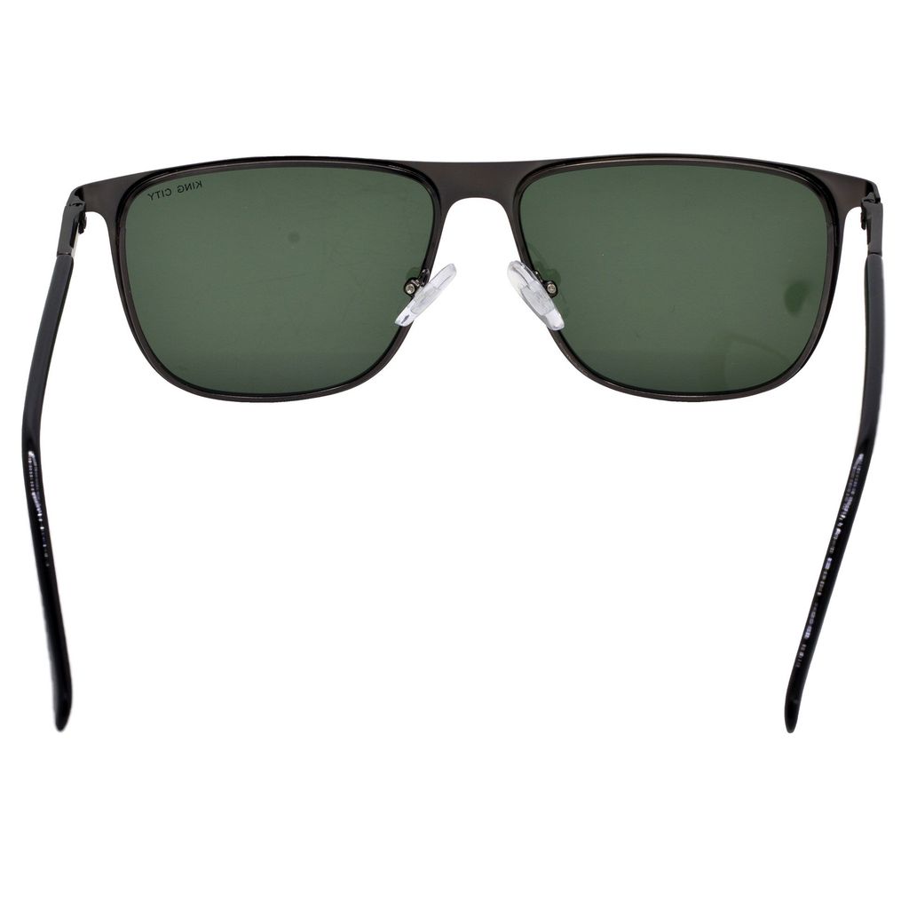 Stylish Pilot Full-Frame Metal Polarized Sunglasses for Men and Women | Green Lens and Grey Frame | HRS-KC1005-GRY-GRN-P