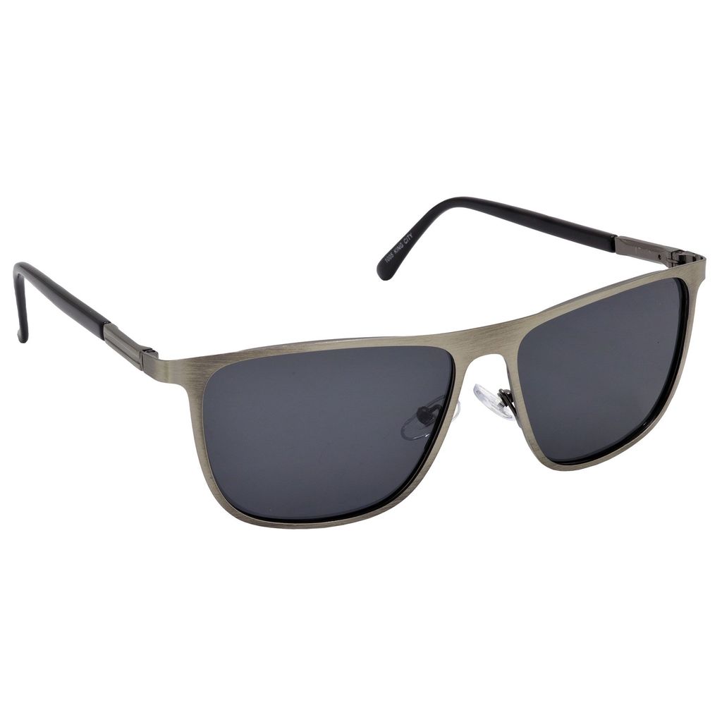 Stylish Pilot Full-Frame Metal Polarized Sunglasses for Men and Women | Black Lens and Steel Grey Frame | HRS-KC1005-LGRY-BK-P