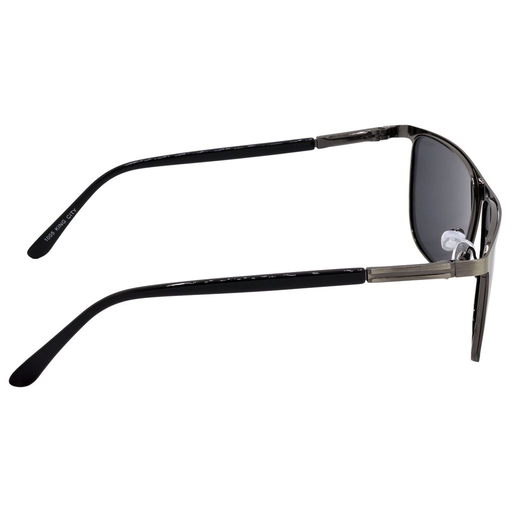 Stylish Pilot Full-Frame Metal Polarized Sunglasses for Men and Women | Black Lens and Steel Grey Frame | HRS-KC1005-LGRY-BK-P