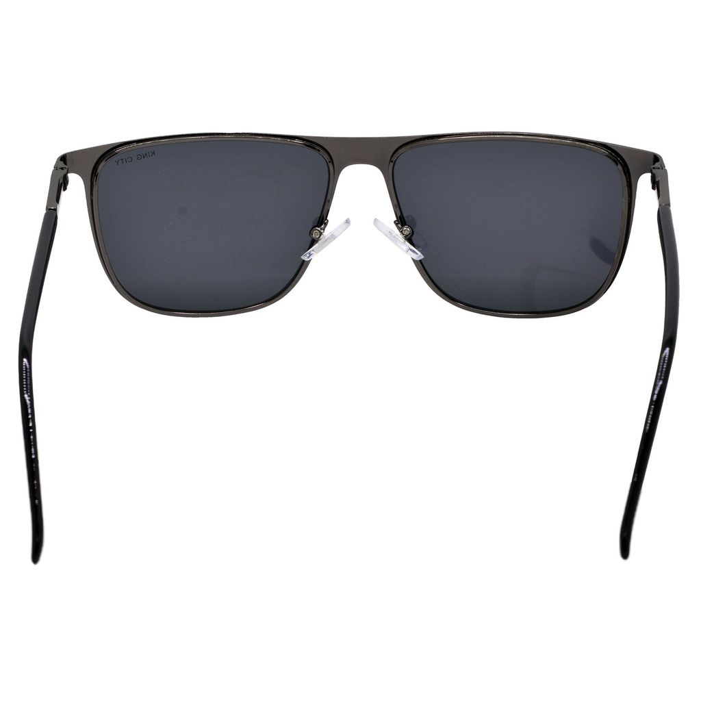 Stylish Pilot Full-Frame Metal Polarized Sunglasses for Men and Women | Black Lens and Steel Grey Frame | HRS-KC1005-LGRY-BK-P