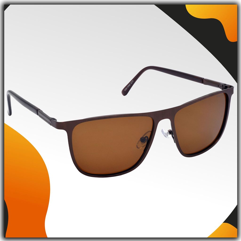 Stylish Pilot Full-Frame Metal Polarized Sunglasses for Men and Women | Brown Lens and Brown Frame | HRS-KC1005-BWN-BWN-P - Sunglasses | Buy online on ZillyBuy